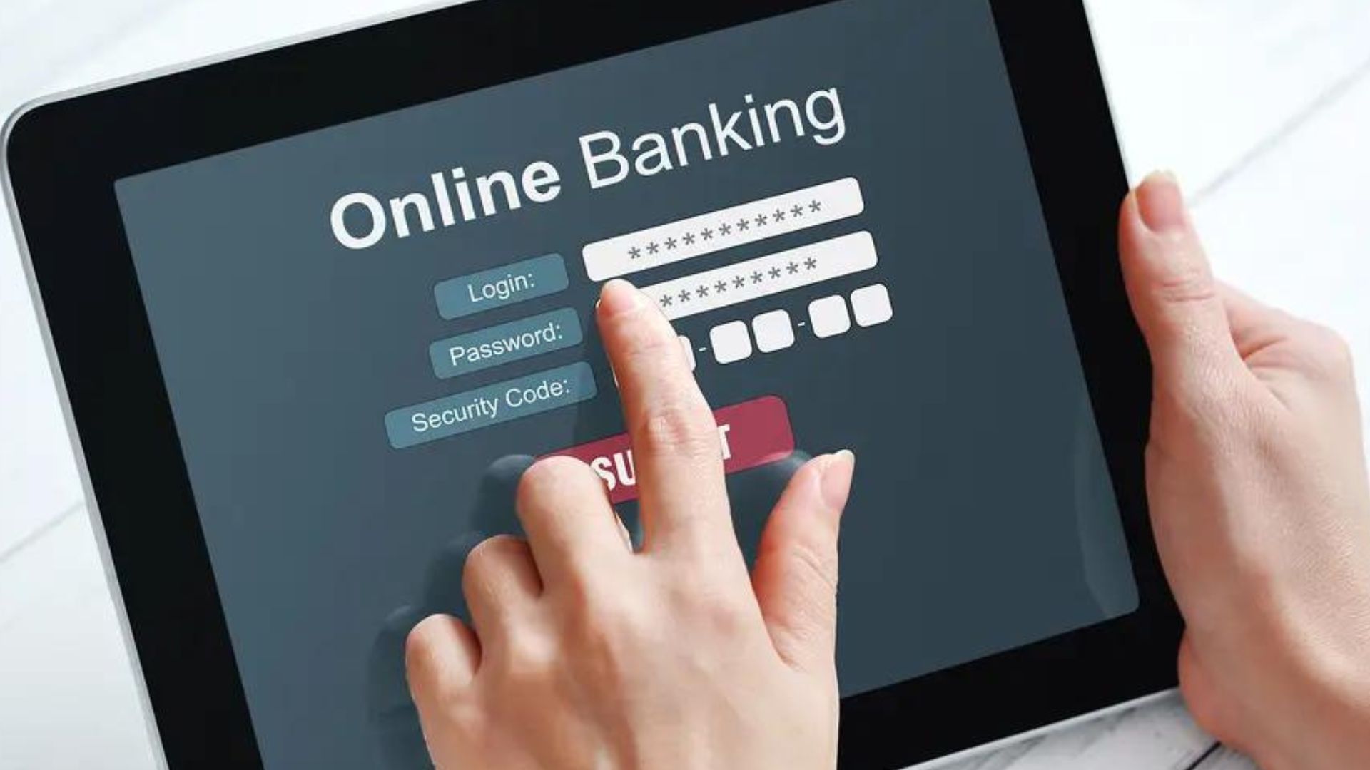 a person doing online banking 